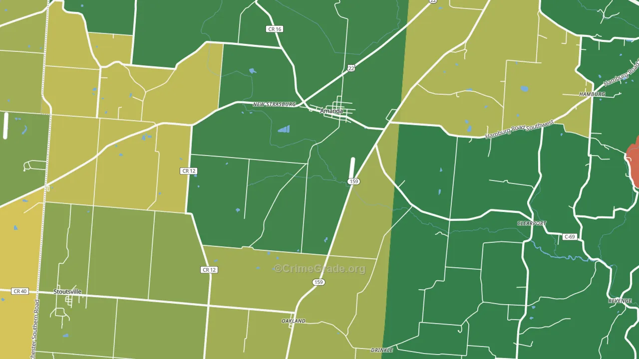 Amanda, OH Map of Burglary Rates