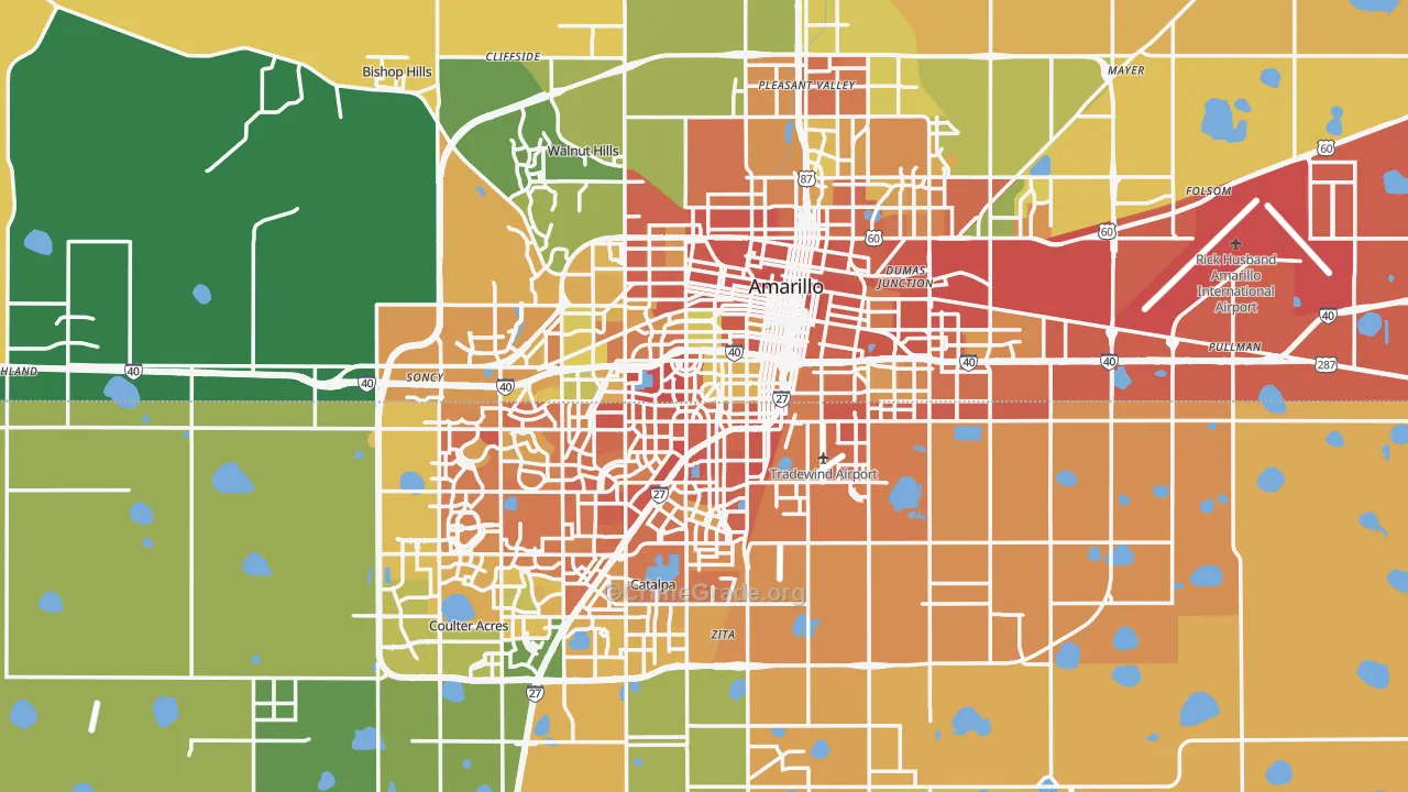 Amarillo, TX Map of Burglary Rates