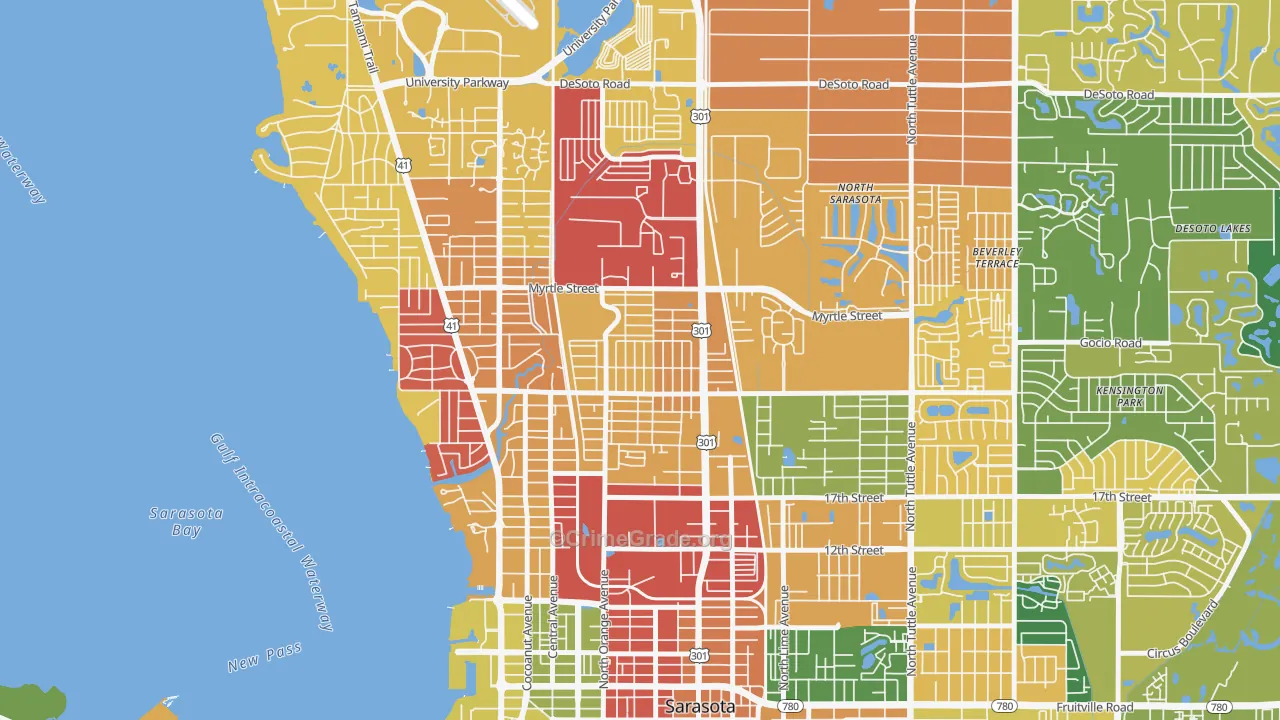 Amaryllis Park, Sarasota, FL Map of Burglary Rates