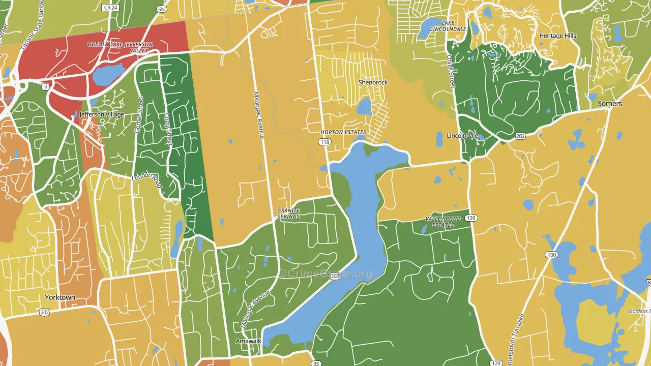 Amawalk, NY Map of Burglary Rates