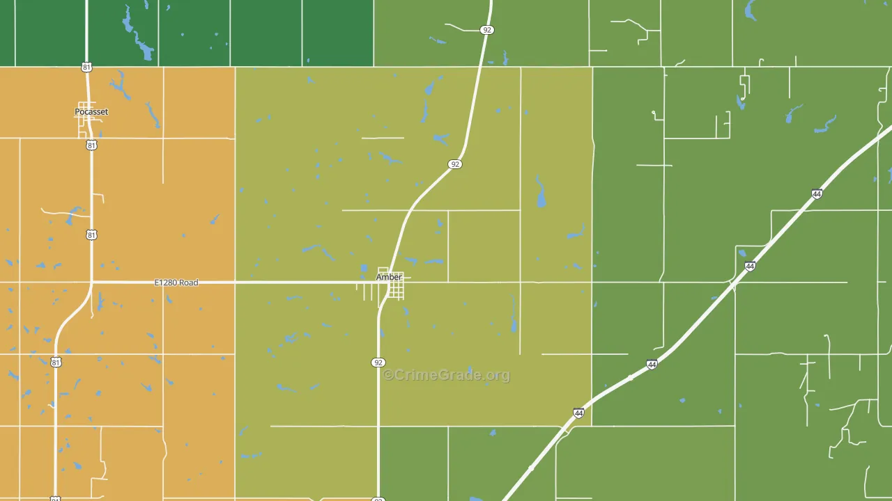 Amber, OK Map of Burglary Rates