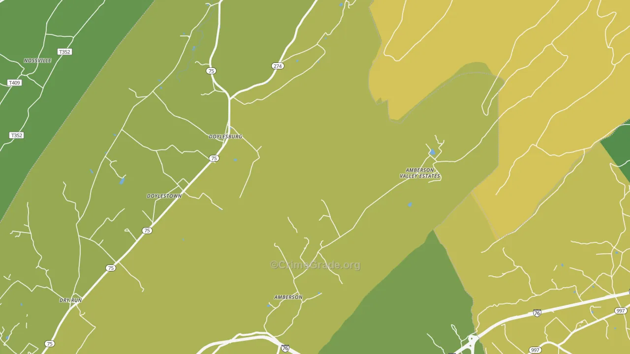 Amberson, PA Map of Burglary Rates