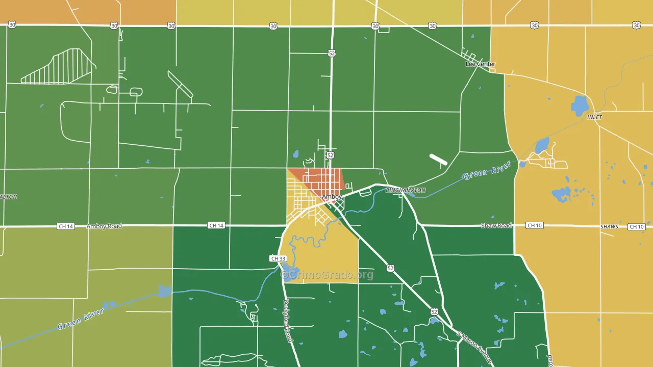 Amboy, IL Map of Burglary Rates