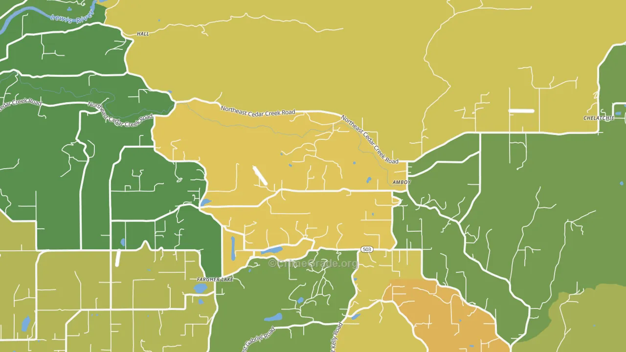 Amboy, WA Map of Burglary Rates