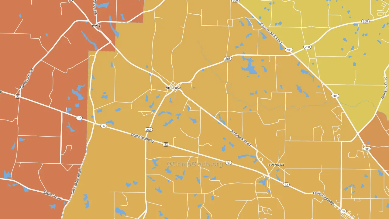 Ambrose, GA Map of Burglary Rates