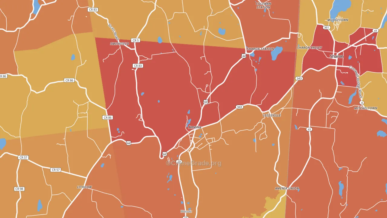 Amenia, NY Map of Burglary Rates