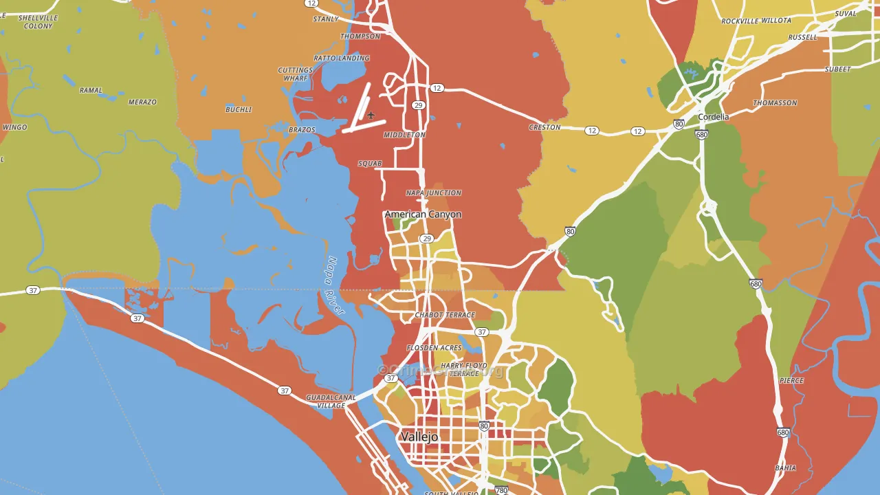 American Canyon, CA Map of Burglary Rates