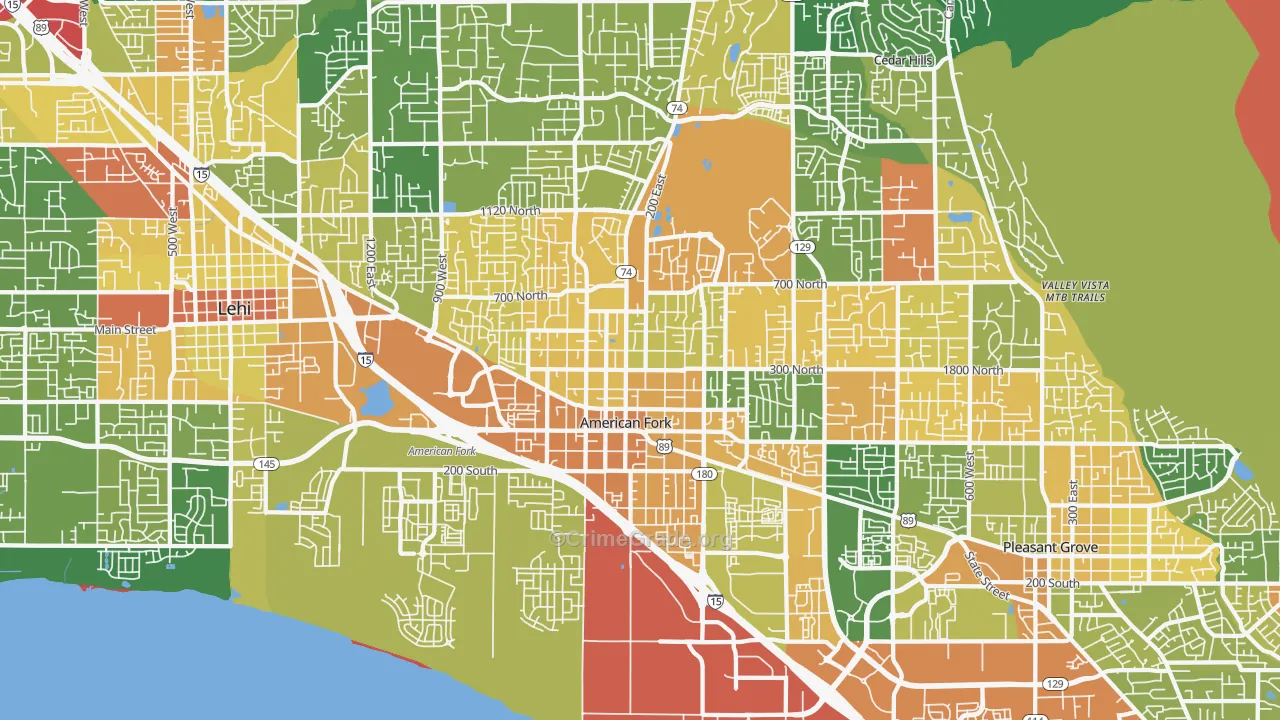 American Fork, UT Map of Burglary Rates