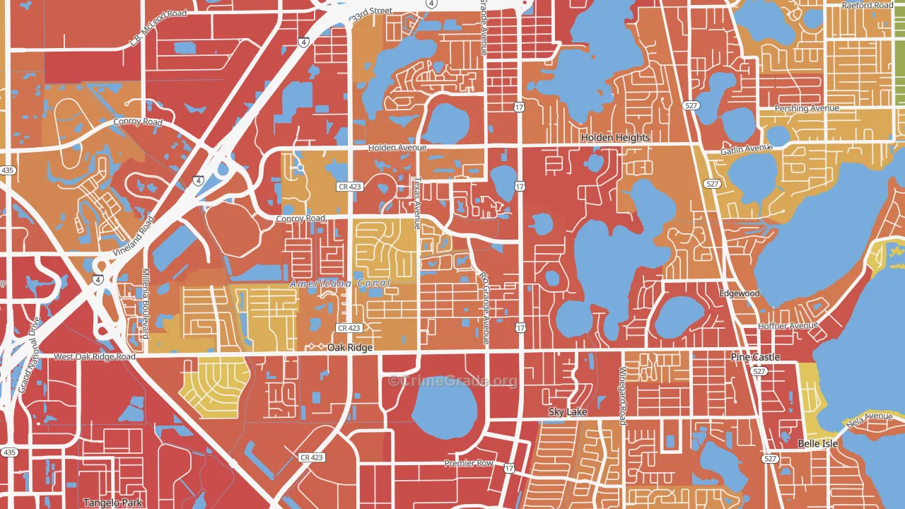 Americana, Oak Ridge, FL Map of Burglary Rates