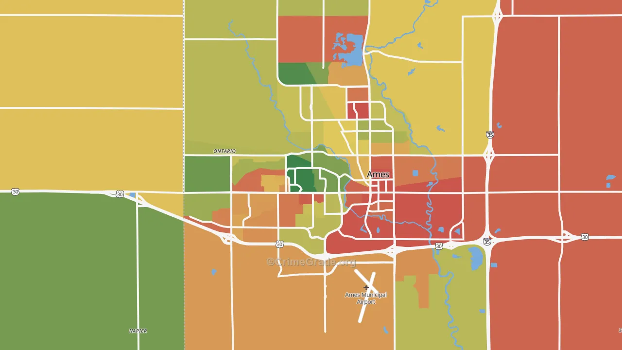 Ames, IA Map of Burglary Rates