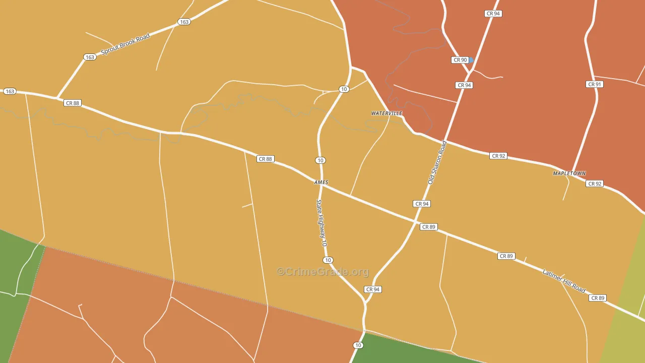 Ames, NY Map of Burglary Rates