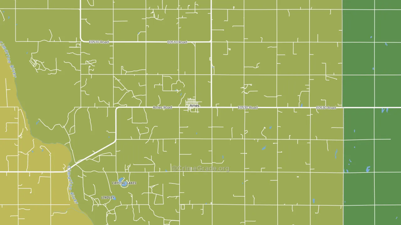 Ames, OK Map of Burglary Rates