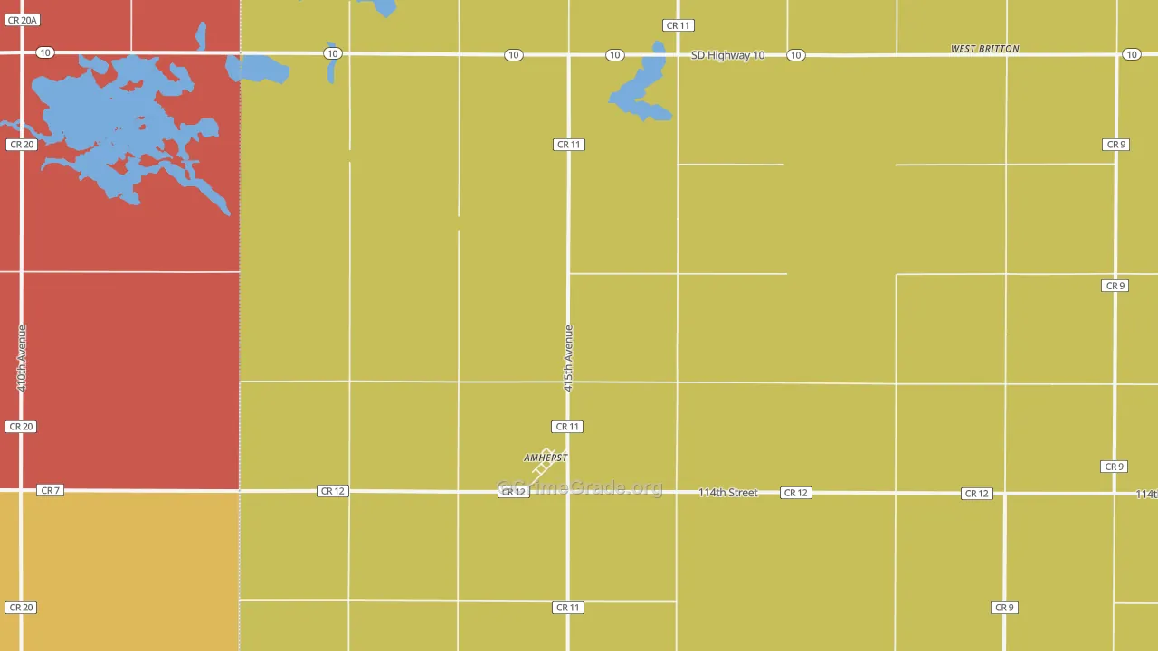 Amherst, SD Map of Burglary Rates
