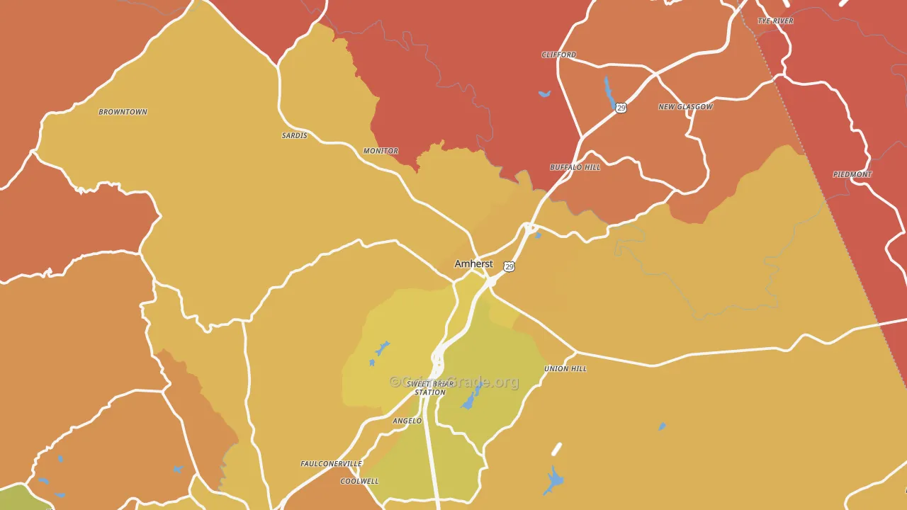 Amherst, VA Map of Burglary Rates