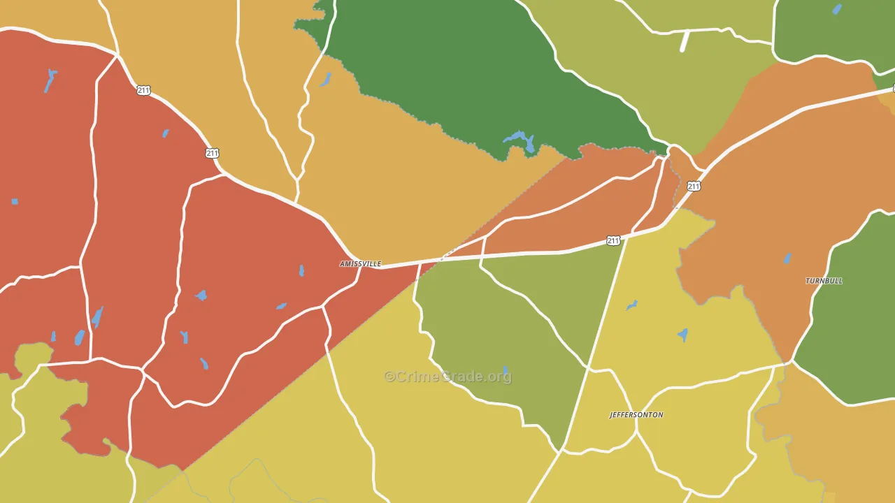Amissville, VA Map of Burglary Rates