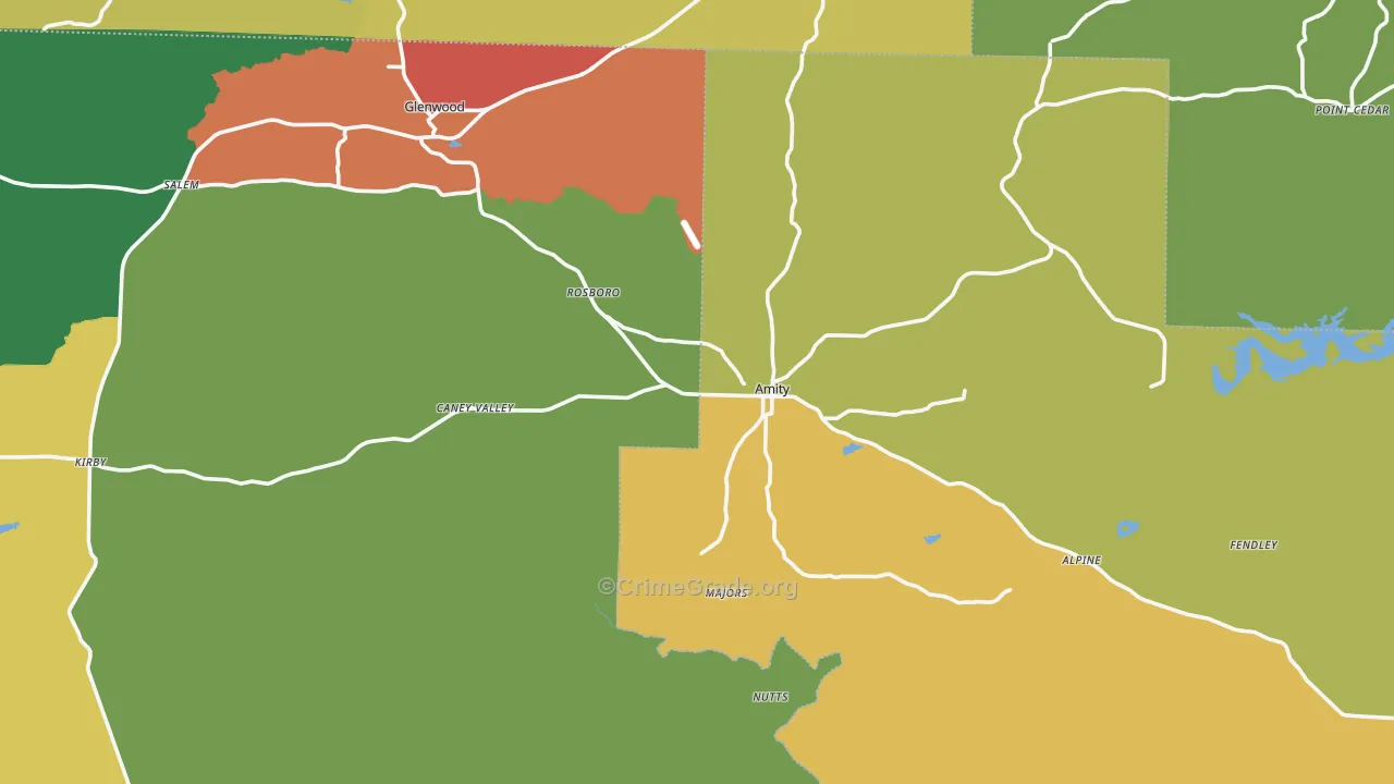 Amity, AR Map of Burglary Rates
