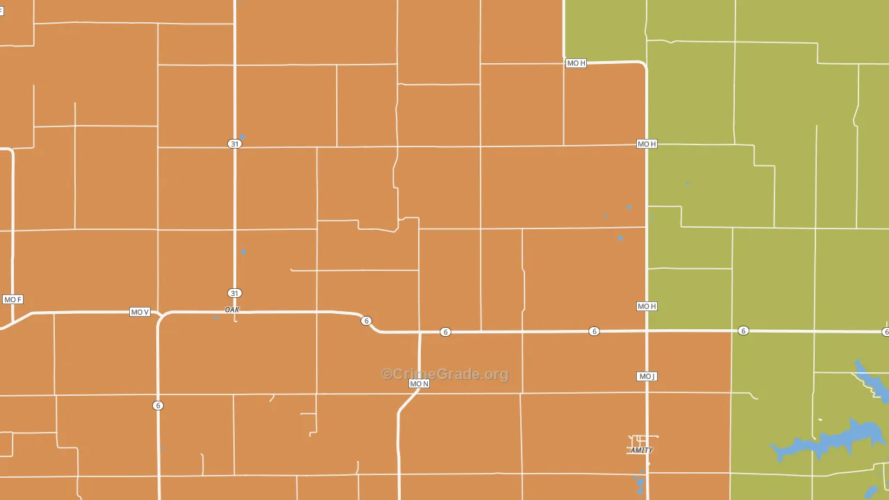 Amity, MO Map of Burglary Rates