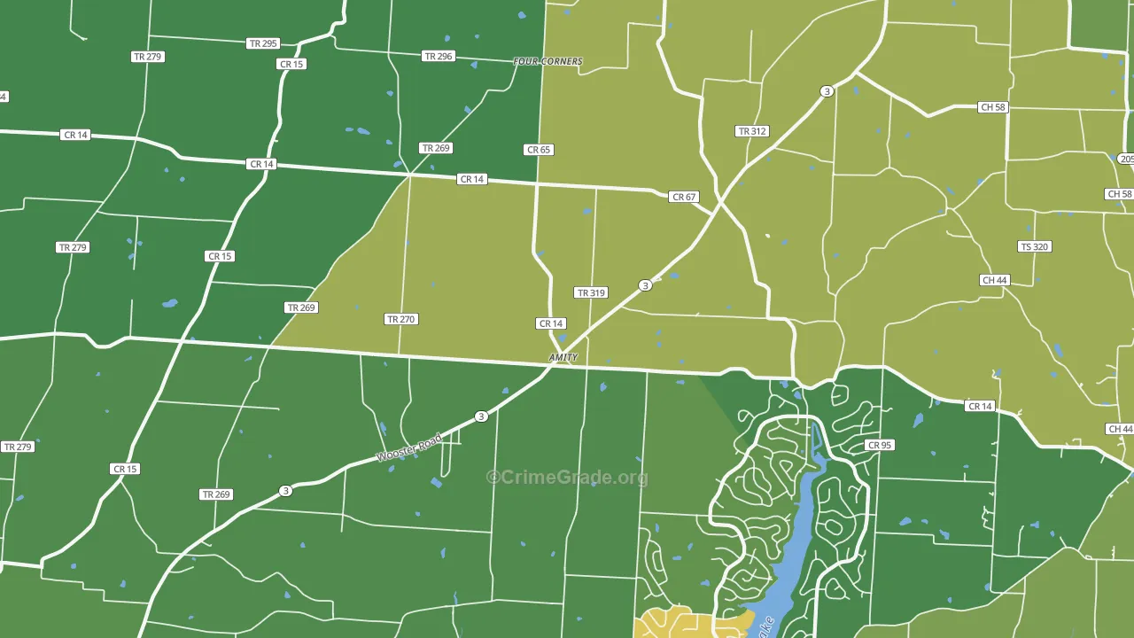 Amity, OH Map of Burglary Rates
