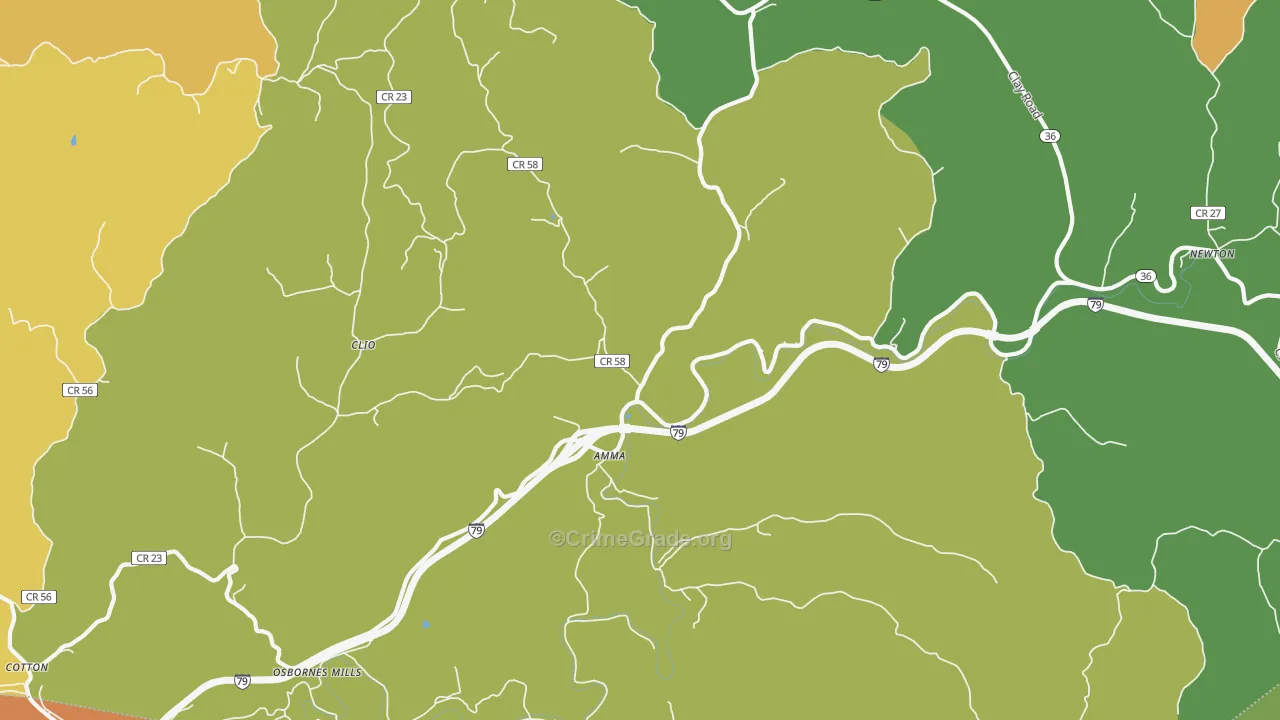 Amma, WV Map of Burglary Rates