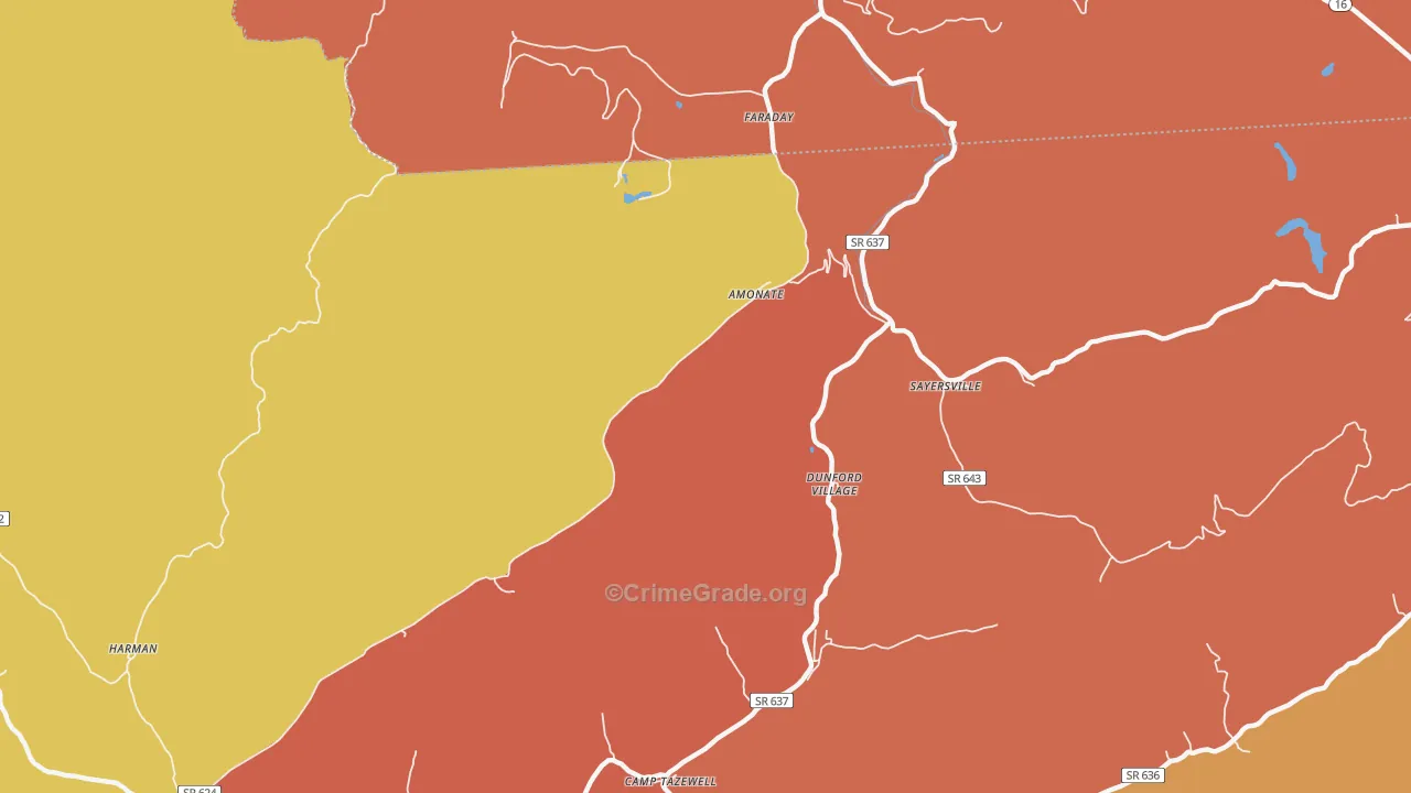 Amonate, VA Map of Burglary Rates
