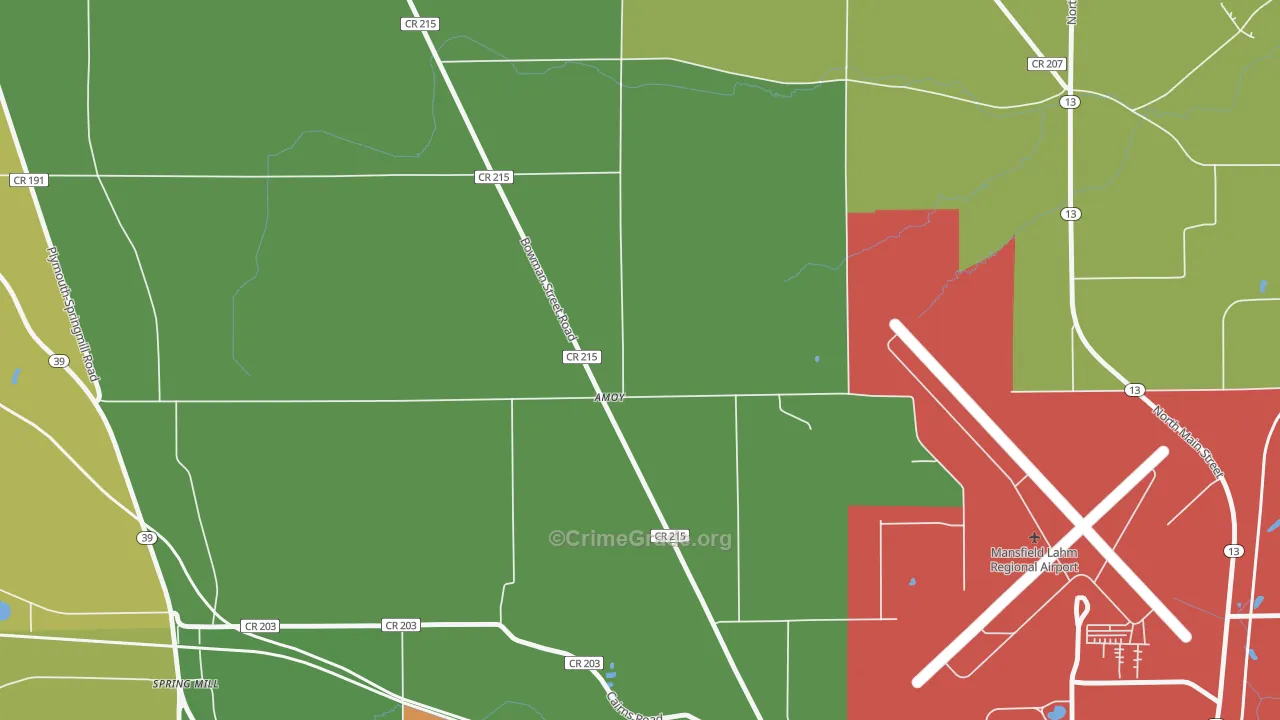 Amoy, OH Map of Burglary Rates