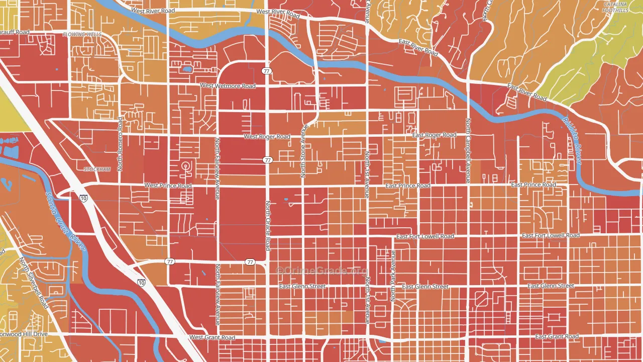 Amphi, Tucson, AZ Map of Burglary Rates