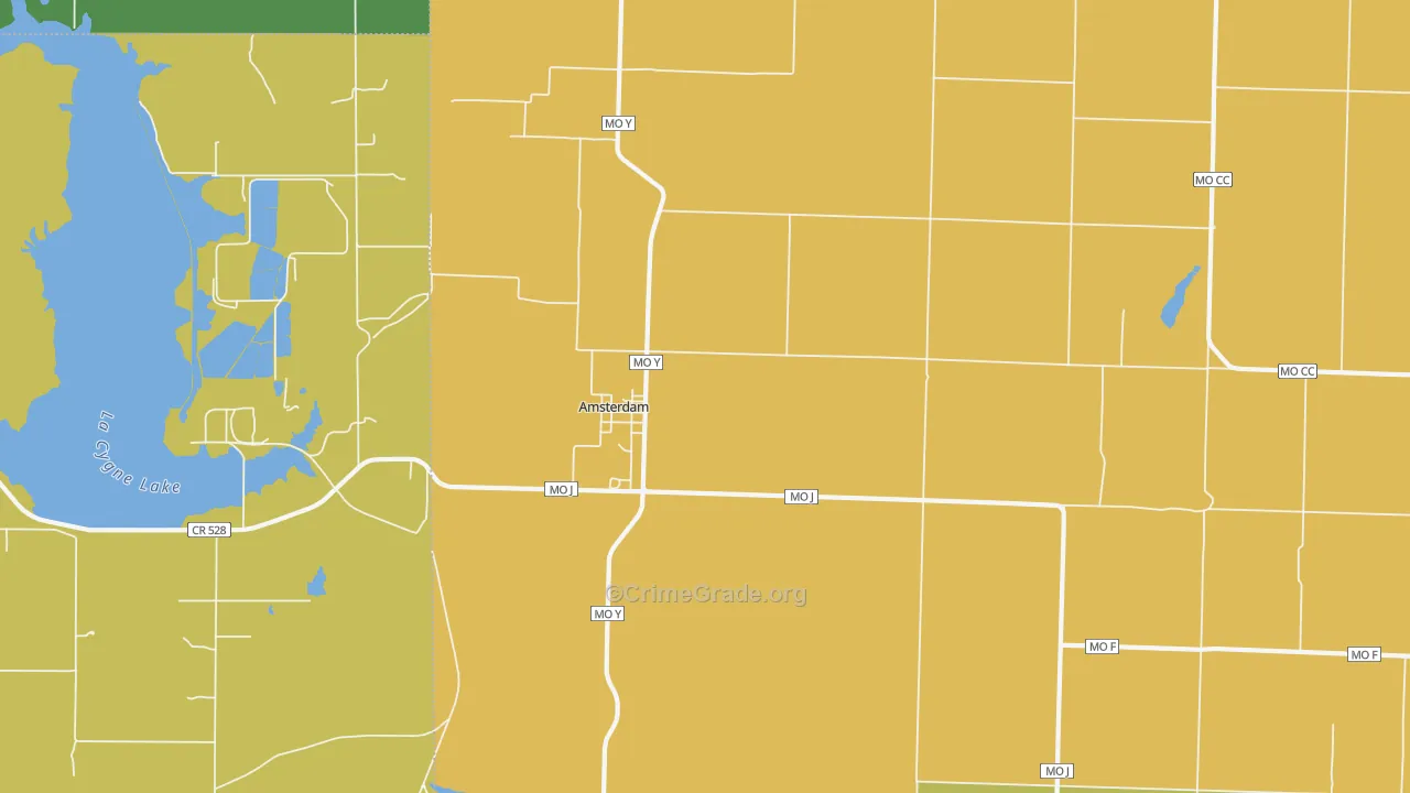 Amsterdam, MO Map of Burglary Rates