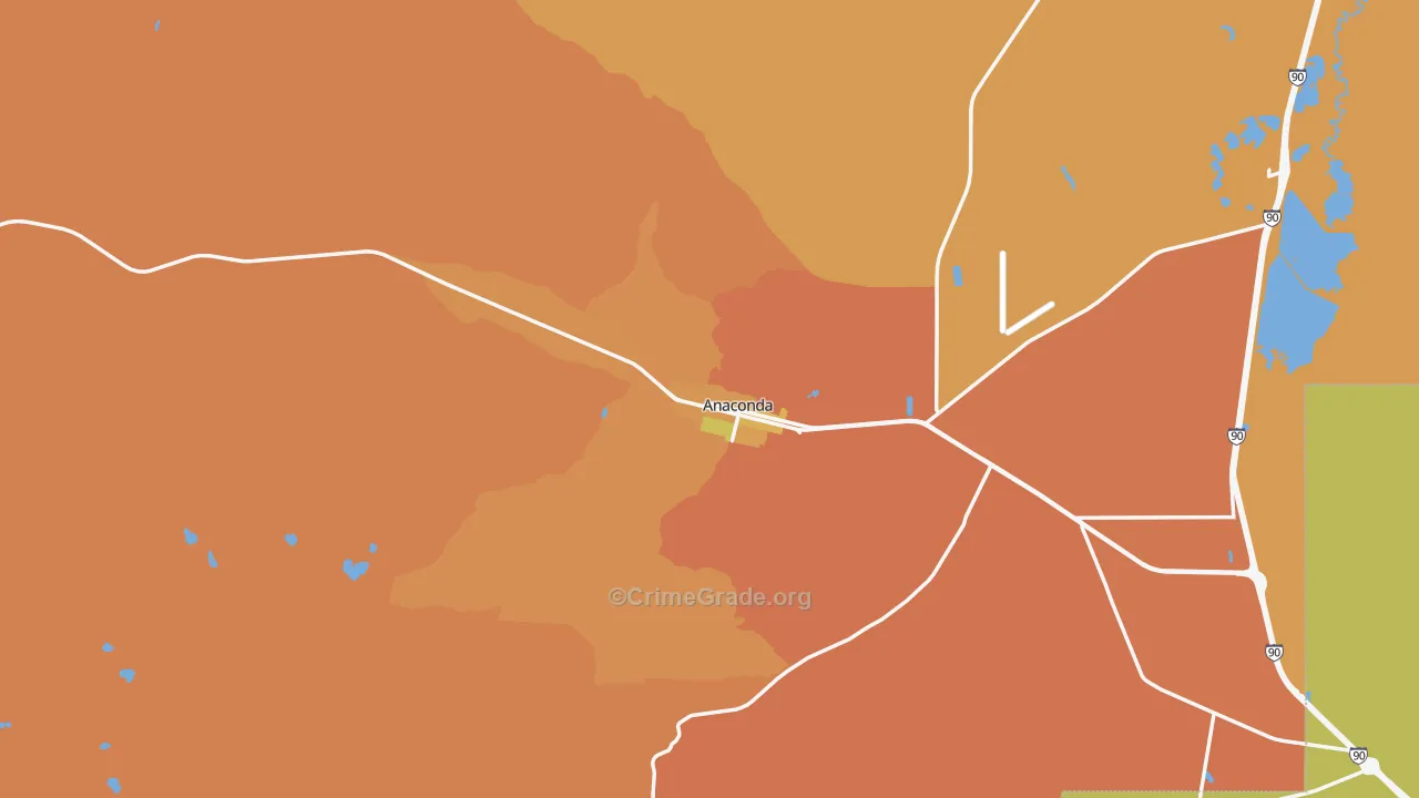 Anaconda, MT Map of Burglary Rates