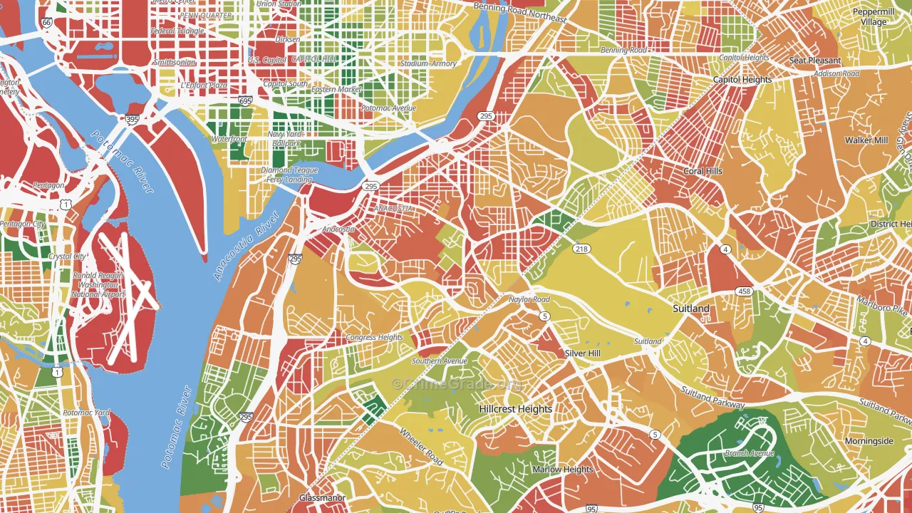 Anacostia, Washington, DC Map of Burglary Rates