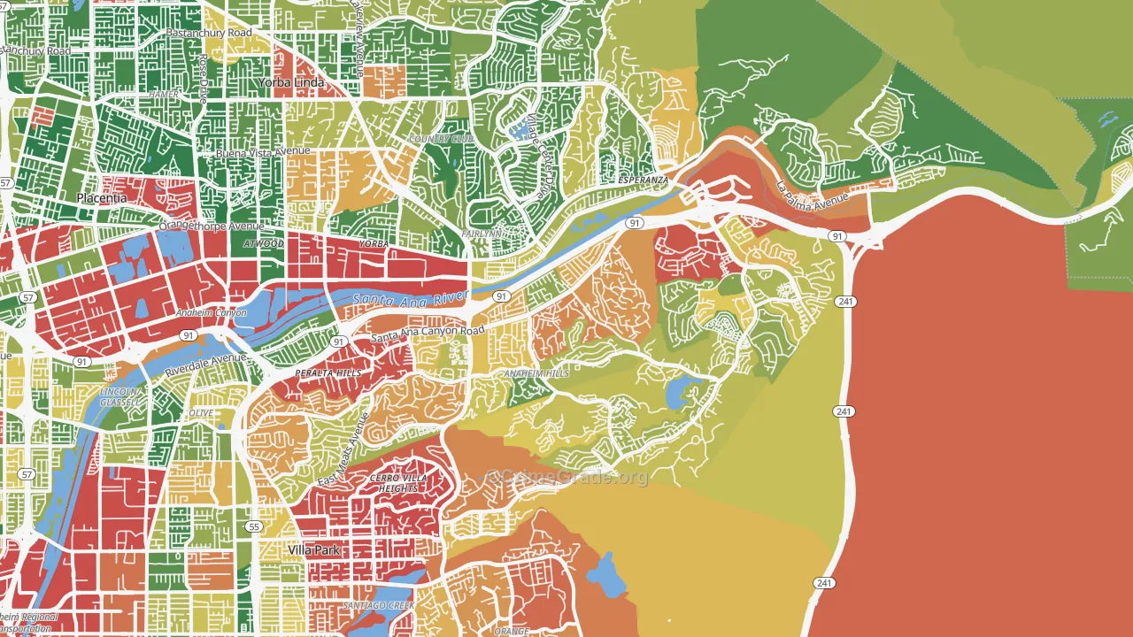 Anaheim Hills, Anaheim, CA Map of Burglary Rates