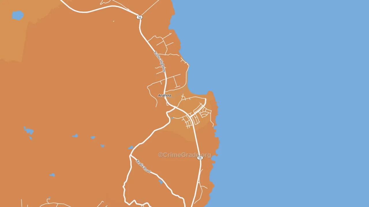 Anahola, HI Map of Burglary Rates