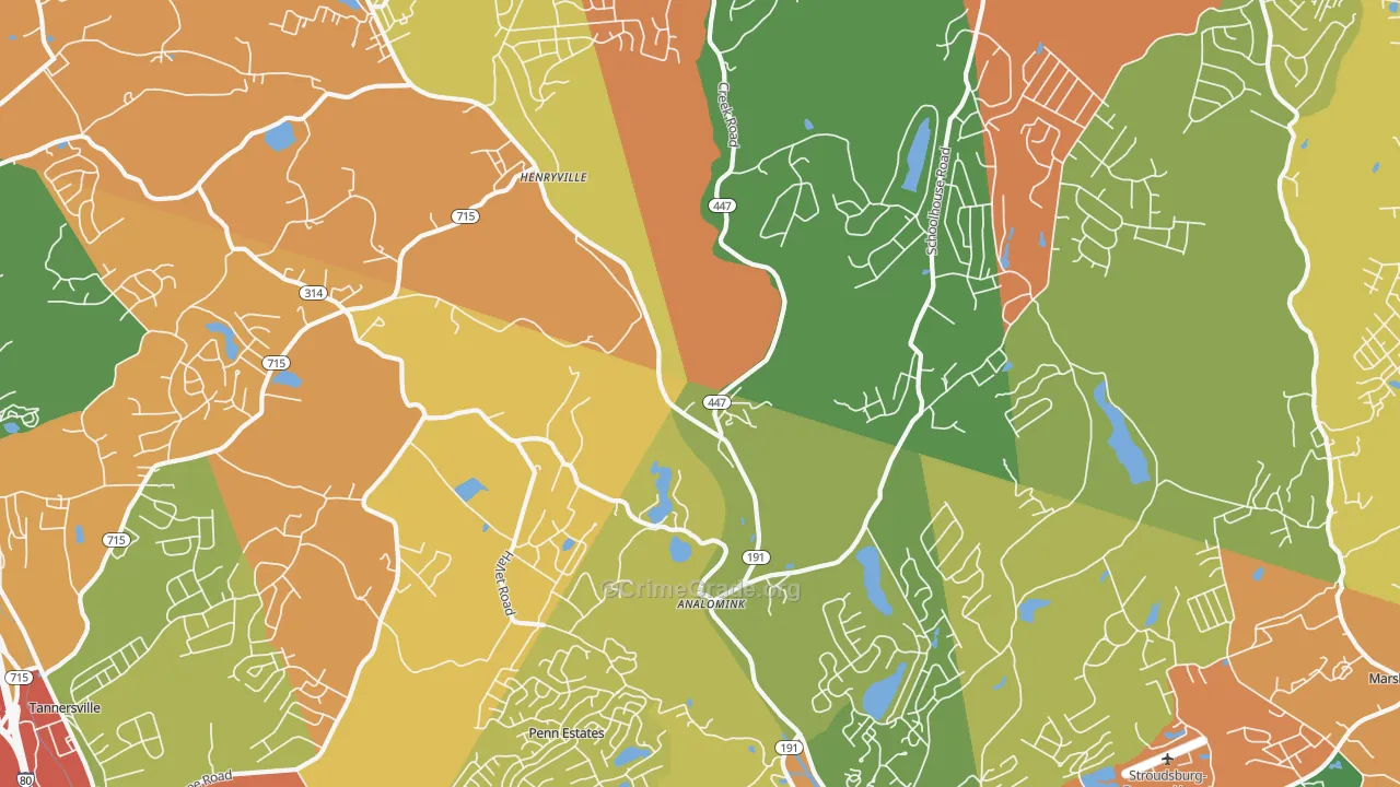 Analomink, PA Map of Burglary Rates