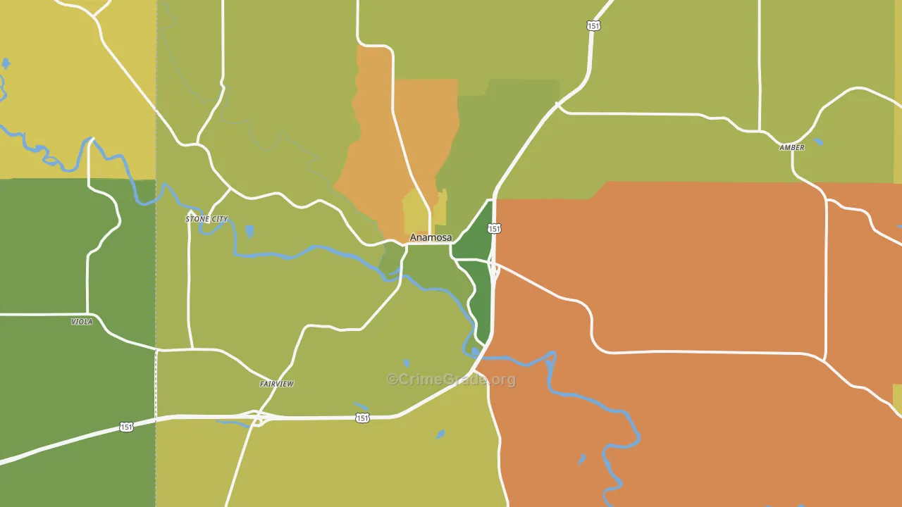 Anamosa, IA Map of Burglary Rates