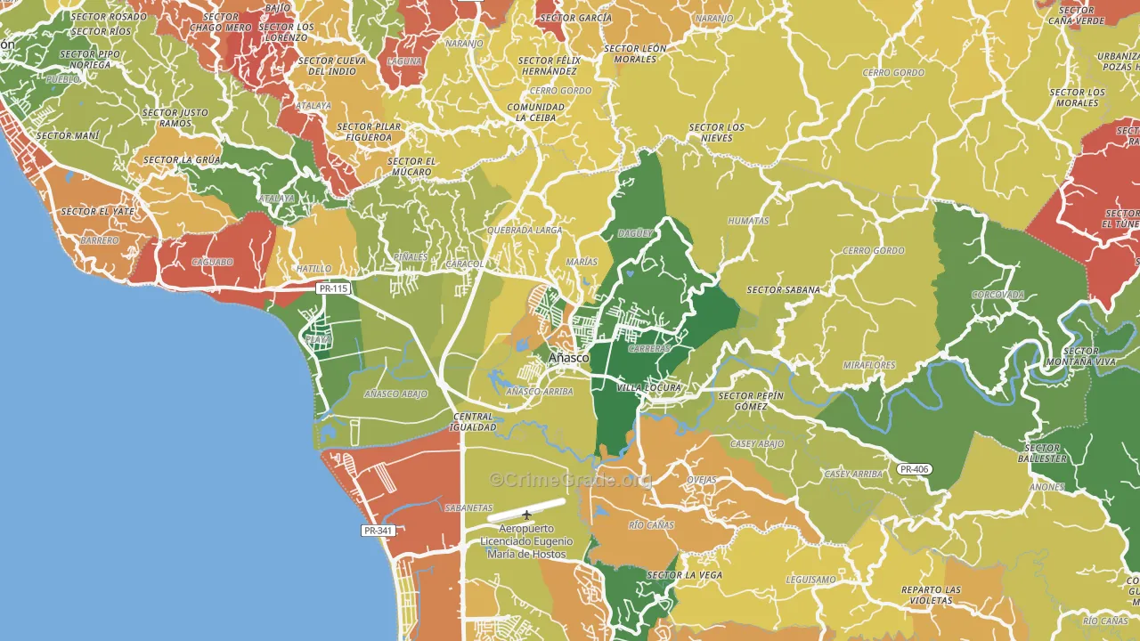 Anasco Municipio, PR Map of Burglary Rates