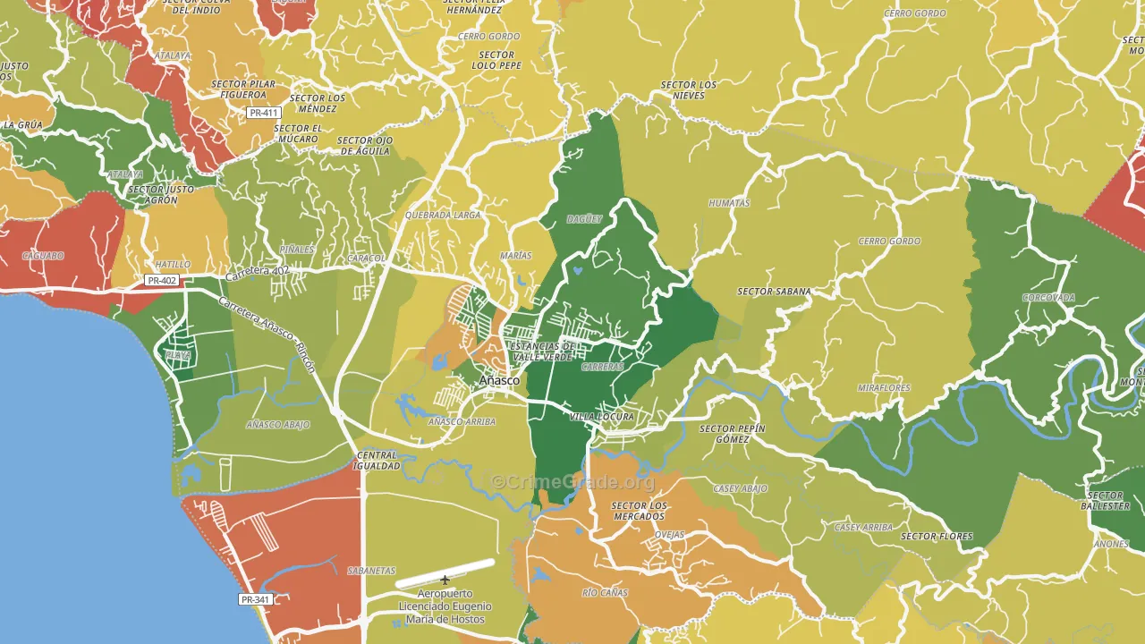 Anasco, PR Map of Burglary Rates