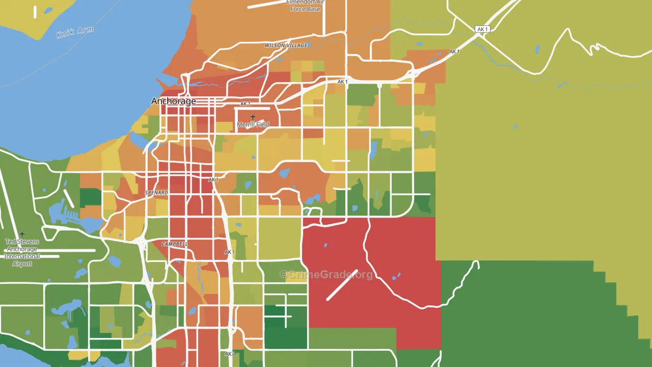 Anchorage Municipality, AK Map of Burglary Rates