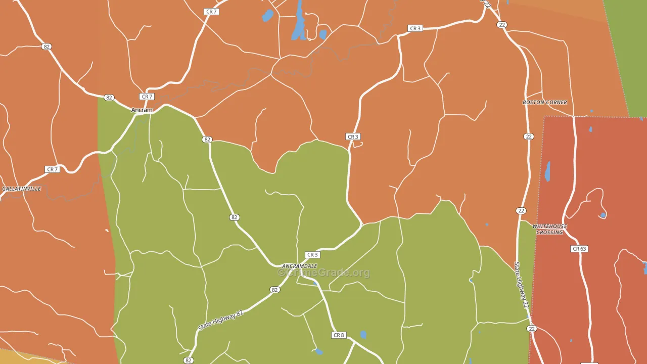 Ancramdale, NY Map of Burglary Rates