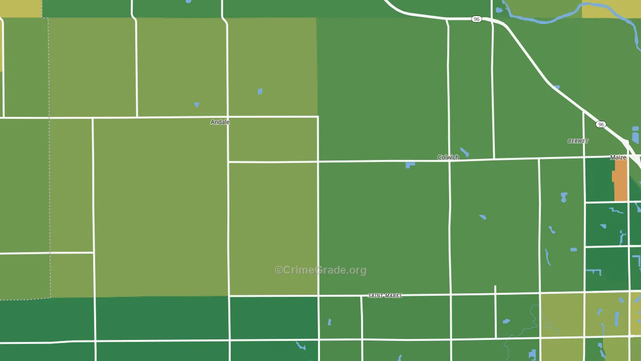 Andale, KS Map of Burglary Rates