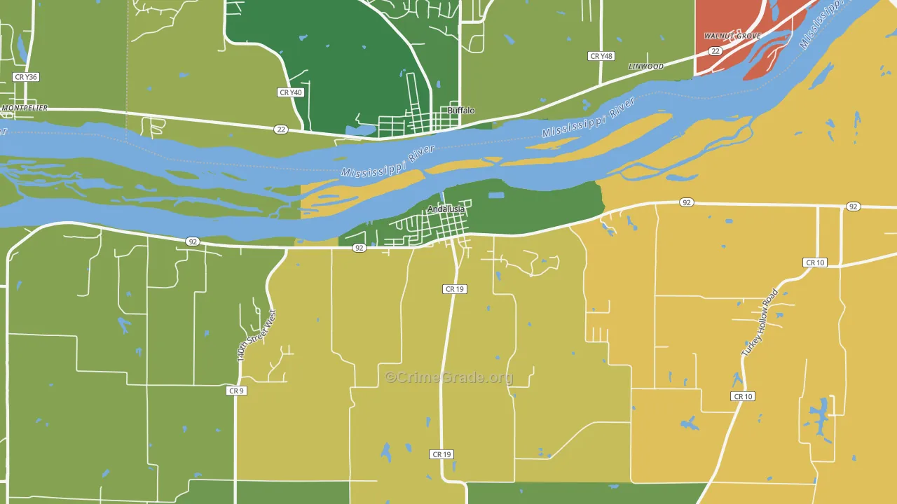 Andalusia, IL Map of Burglary Rates