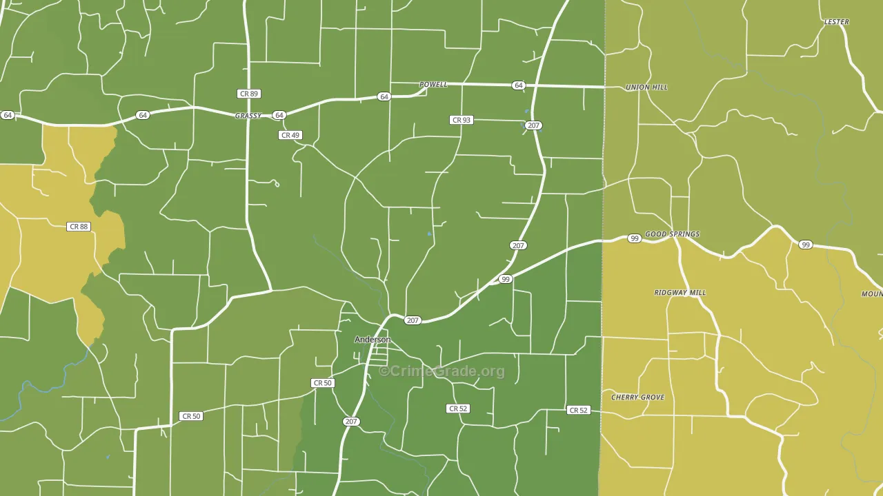 Anderson, AL Map of Burglary Rates