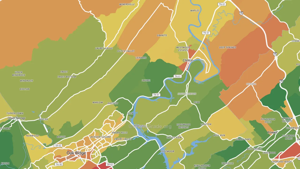 Anderson County, TN Map of Burglary Rates