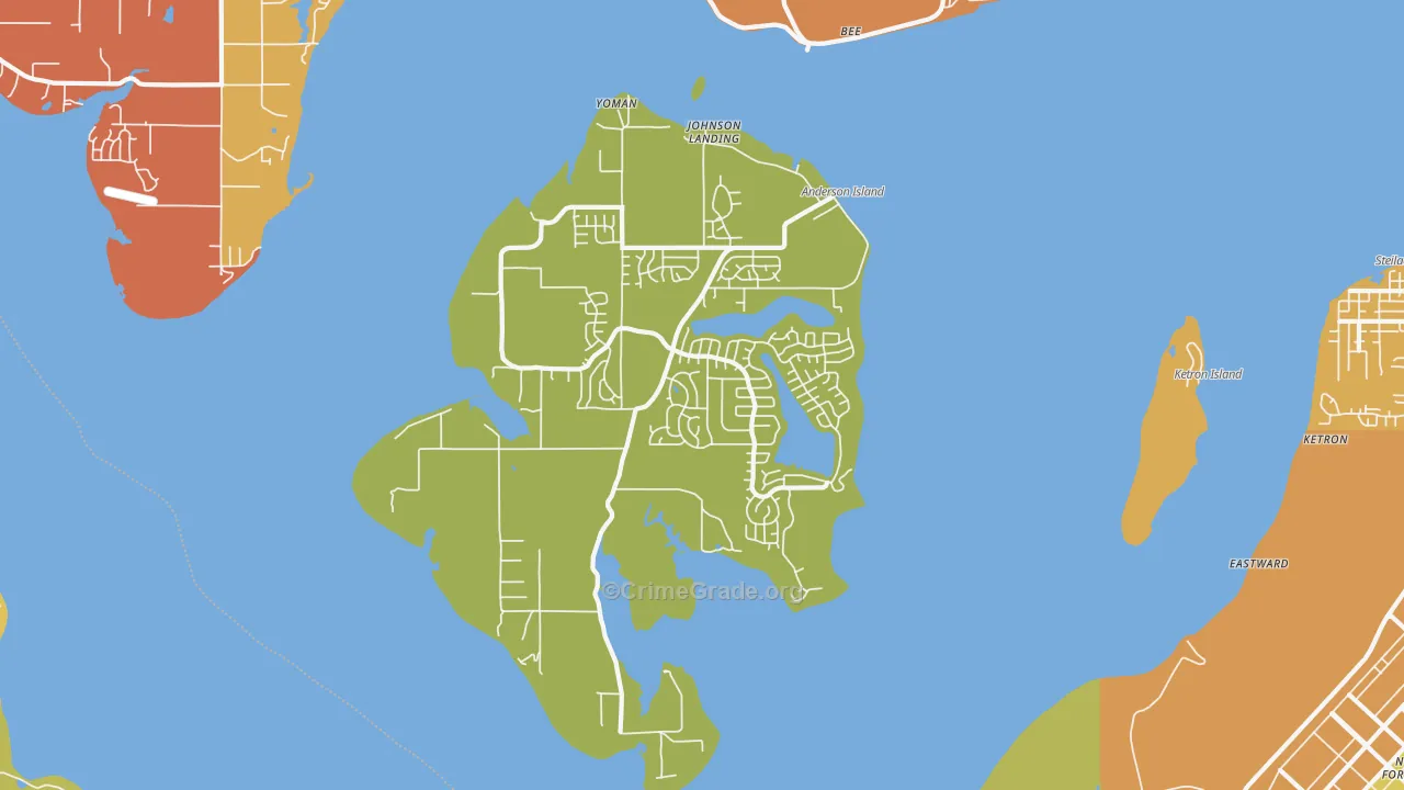 Anderson Island, WA Map of Burglary Rates