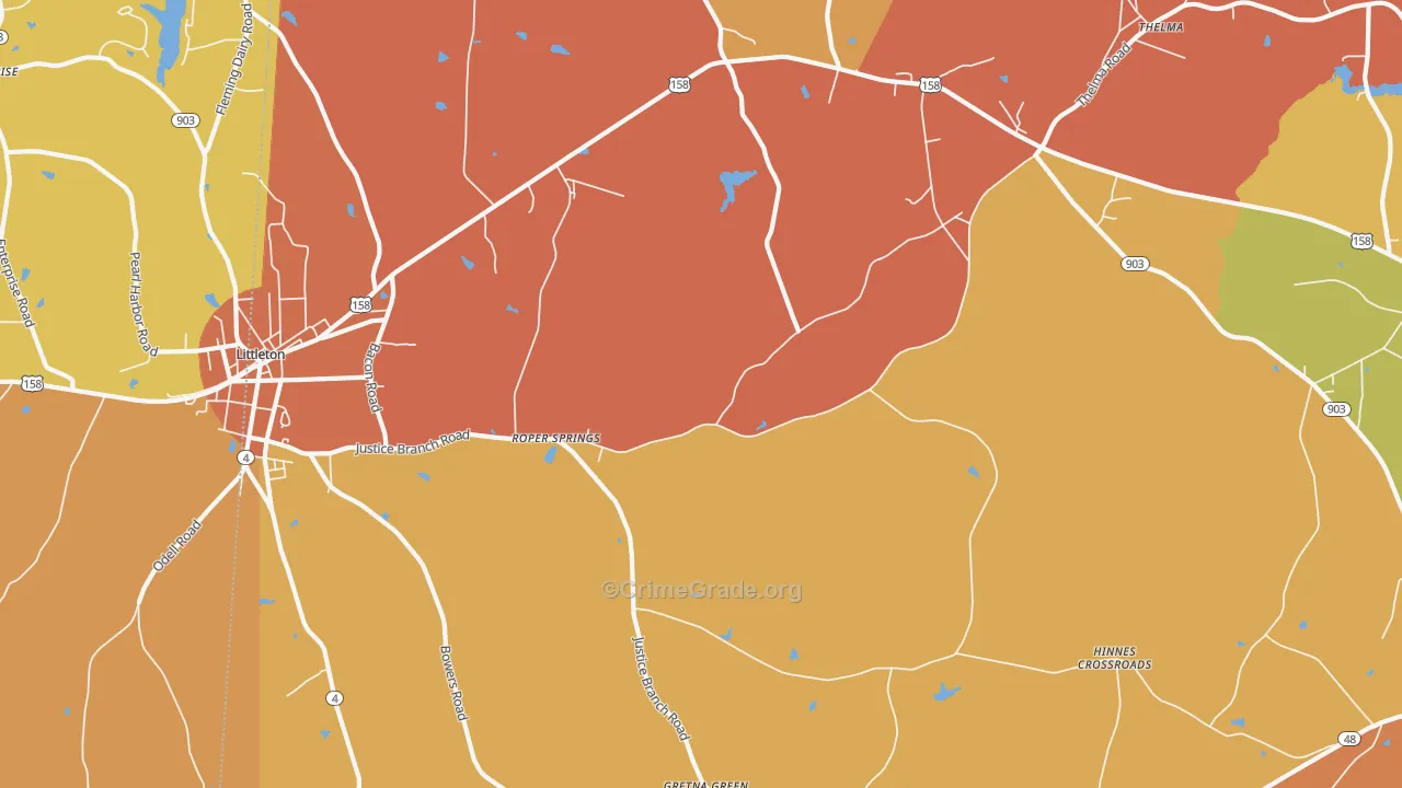 Andersons Crossroads, NC Map of Burglary Rates