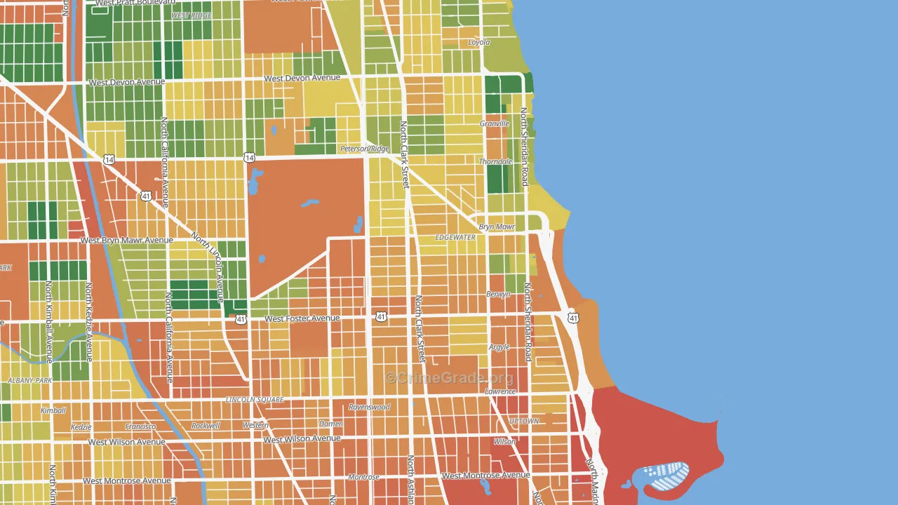 Andersonville, Chicago, IL Map of Burglary Rates