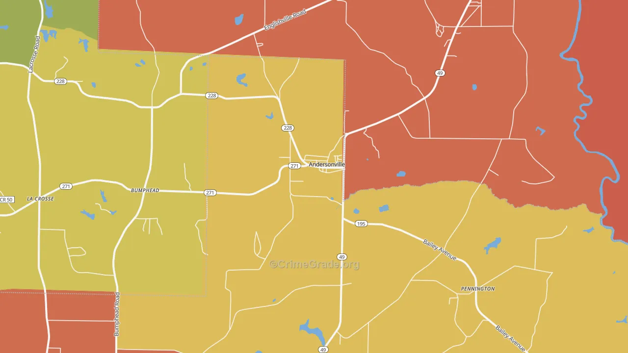 Andersonville, GA Map of Burglary Rates