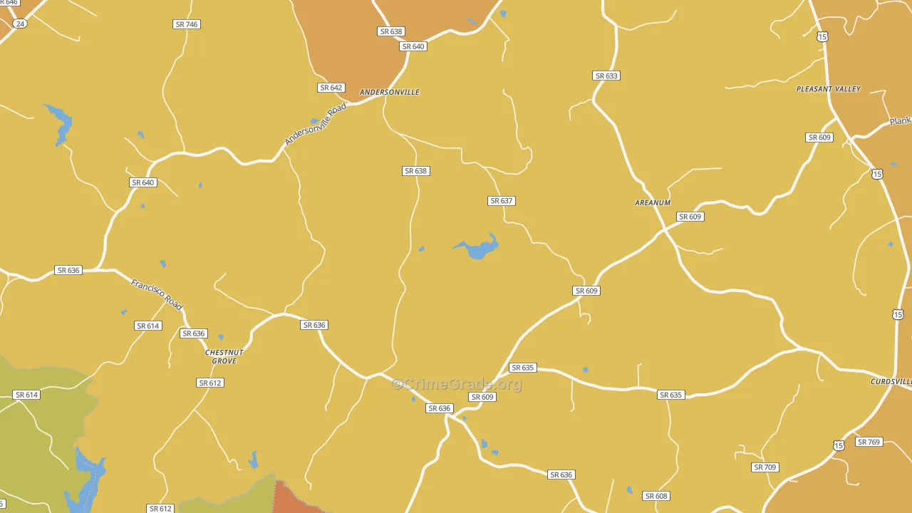 Andersonville, VA Map of Burglary Rates