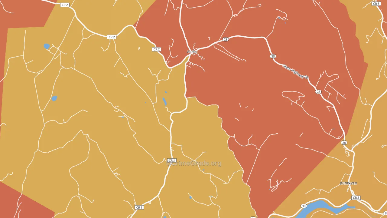 Andes, NY Map of Burglary Rates