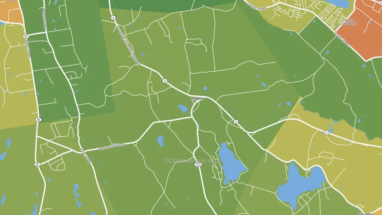 Andover, CT Map of Burglary Rates