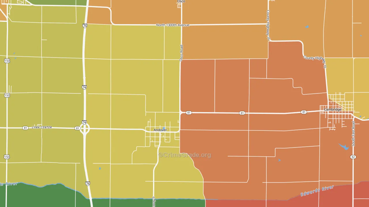 Andover, IL Map of Burglary Rates