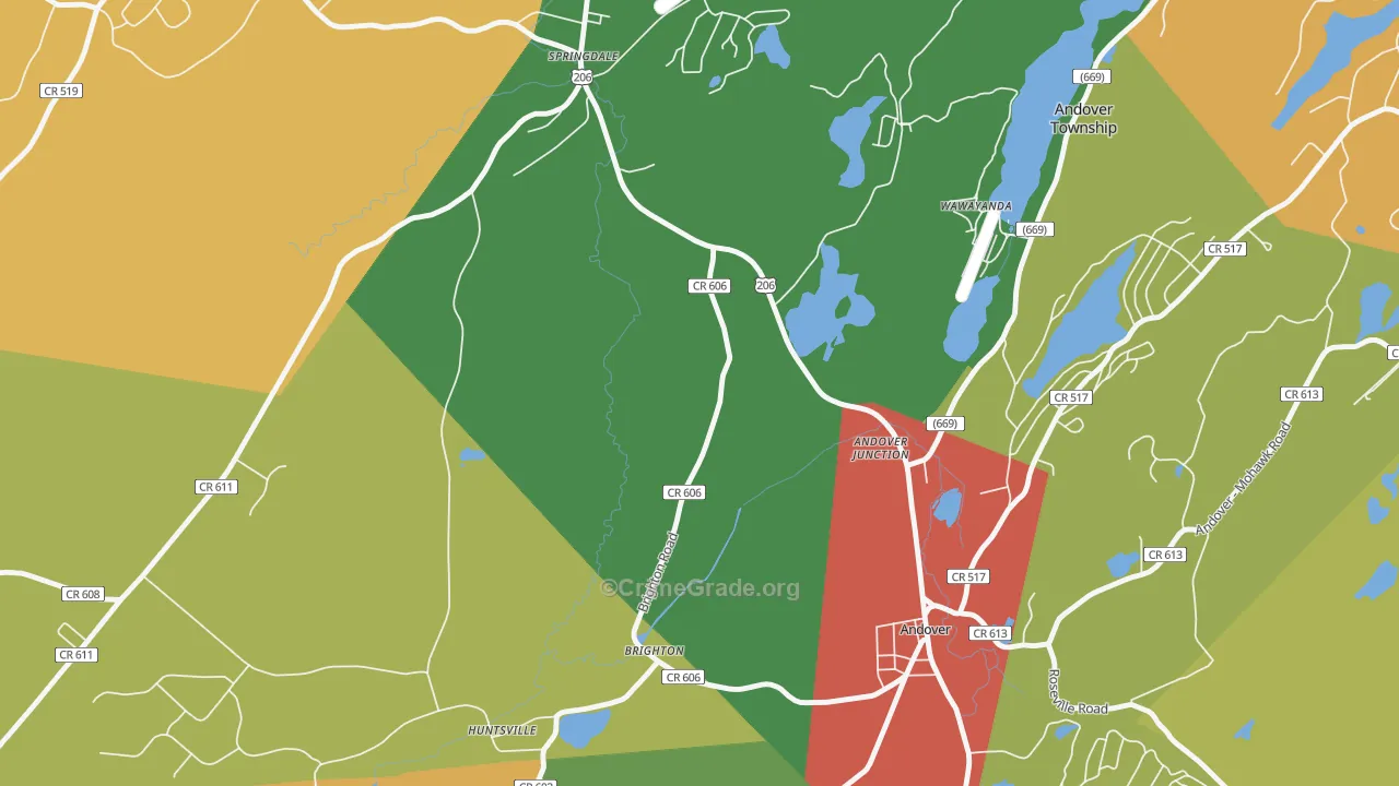 Andover Junction, NJ Map of Burglary Rates